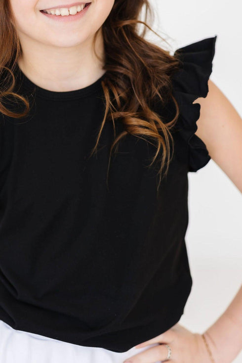 black-s-s-ruffle-tee Mila & Rose at Sophia's Style-Black S/S Ruffle Tee-6-12M-Ruffle Tee S/S-1
